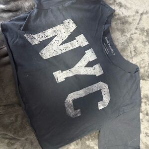 Grayson Threads Black Crop Top with White NYC Print